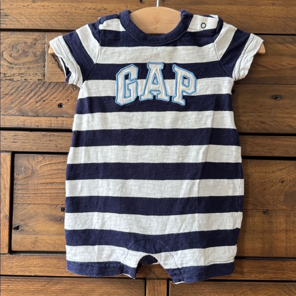 Baby GAP Striped Baby Romper - Navy and White